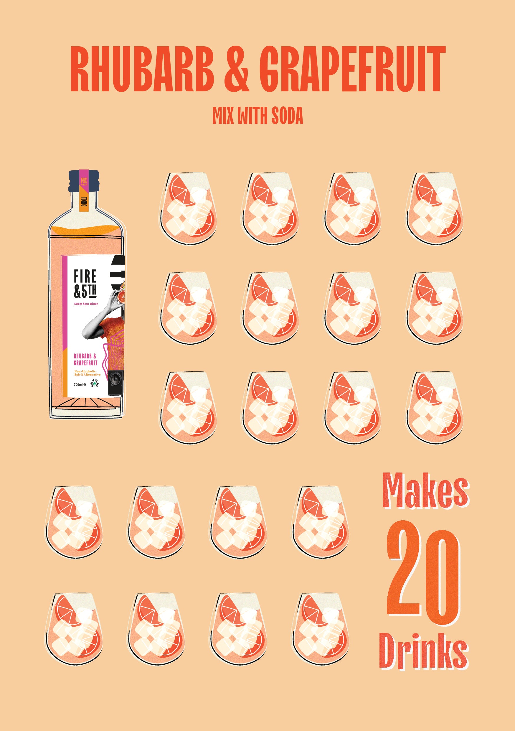 Fire&5th - Rhubarb & Grapefruit - Non Alcoholic Spirit Alternative (simply add soda water)