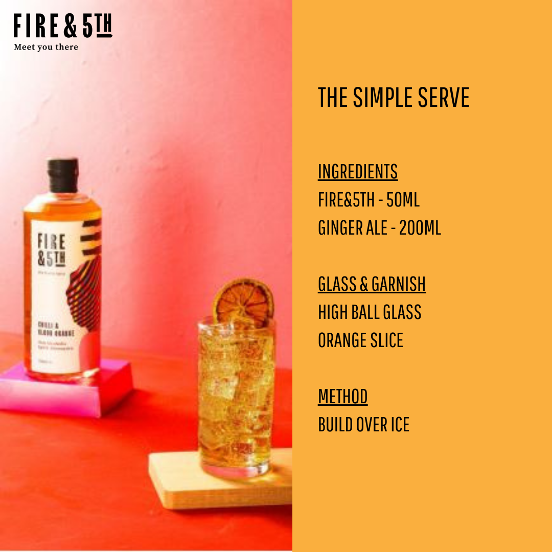 Fire&5th - Chilli & Blood Orange - Non Alcoholic Spirit Alternative (simply add ginger ale or create a cocktail)